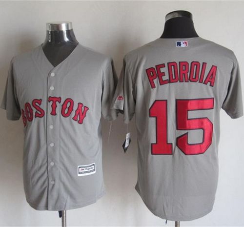Red Sox #15 Dustin Pedroia Grey New Cool Base Stitched MLB Jersey