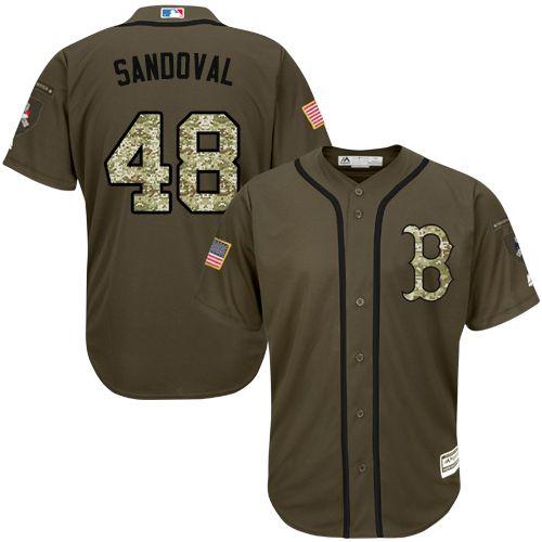 Red Sox #48 Pablo Sandoval Green Salute to Service Stitched MLB Jersey