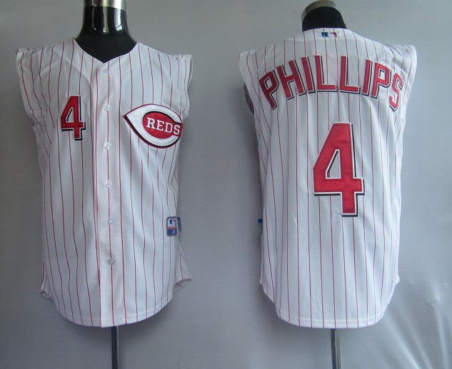 Reds #4 Brandon Phillips White Vest Style Stitched MLB Jersey