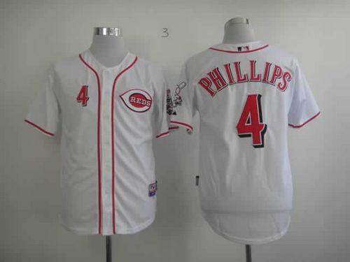 Reds #4 Brandon Phillips Stitched White MLB Jersey