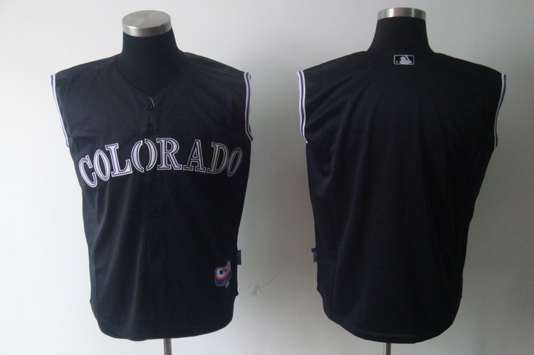 Rockies Blank Black Vest Style Stitched MLB Jersey