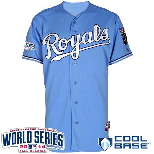 Royals Blank Light Blue Cool Base W/2014 World Series Patch Stitched MLB Jersey