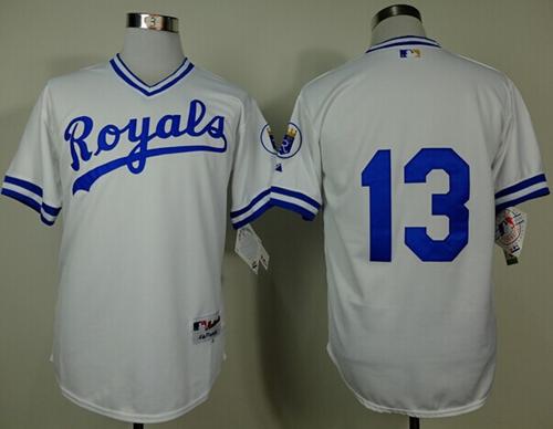 Royals #13 Salvador Perez White 1974 Turn Back The Clock Stitched MLB Jersey