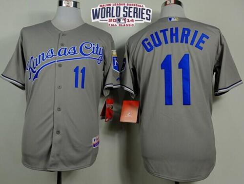 Royals #11 Jeremy Guthrie Grey Cool Base W/2014 World Series Patch Stitched MLB Jersey