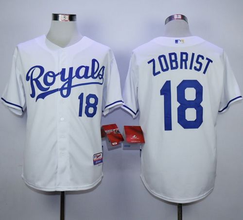 Royals #18 Ben Zobrist White Cool Base Stitched MLB Jersey