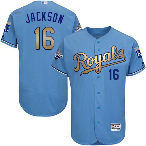 Royals #16 Bo Jackson Light Blue FlexBase Authentic 2015 World Series Champions Gold Program Stitched MLB Jersey