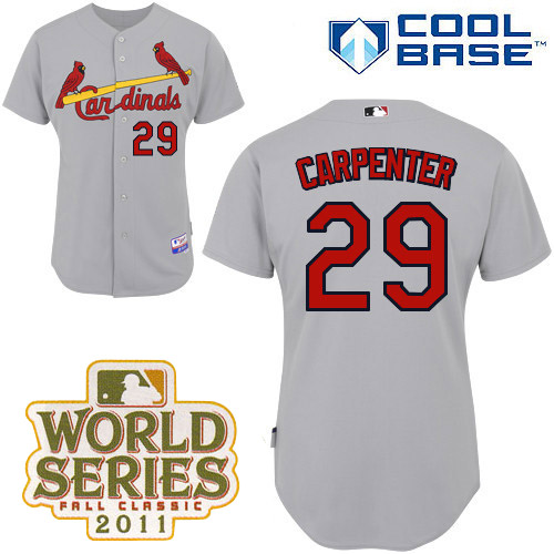 Cardinals #29 Chris Carpenter Grey Cool Base 2013 World Series Patch Stitched MLB Jersey