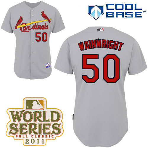 Cardinals #50 Adam Wainwright Grey Cool Base 2013 World Series Patch Stitched MLB Jersey