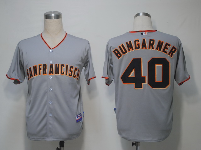 Giants #40 Madison Bumgarner Grey Cool Base Stitched MLB Jersey