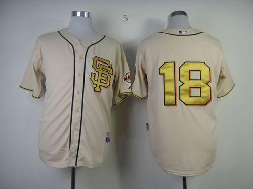 Giants #18 Matt Cain Cream Gold No. Stitched MLB Jersey