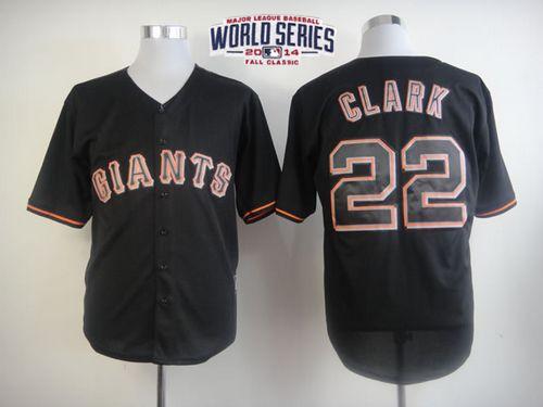 Giants #22 Will Clark Black Fashion W/2014 World Series Patch Stitched MLB Jersey