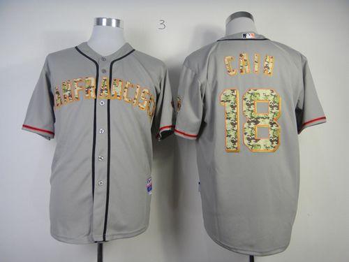 Giants #18 Matt Cain Grey USMC Cool Base Stitched MLB Jersey