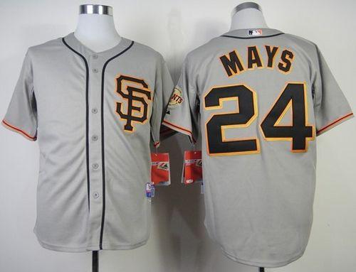 Giants #24 Willie Mays Grey Cool Base Road 2 Stitched MLB Jersey