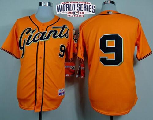 Giants #9 Brandon Belt Orange Cool Base W/2014 World Series Patch Stitched MLB Jersey