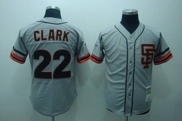 Mitchell and Ness Giants #22 Will Clark Stitched Grey Throwback MLB Jersey