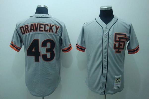 Mitchell and Ness Giants #43 Dave Dravecky Stitched Grey Throwback MLB Jersey