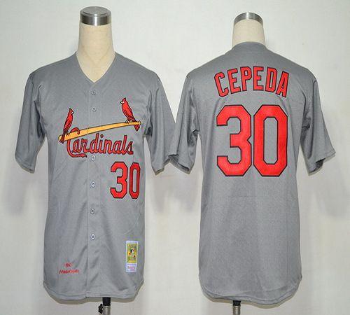 Mitchell And Ness 1967 Cardinals #30 Orlando Cepeda Grey Throwback Stitched MLB Jersey
