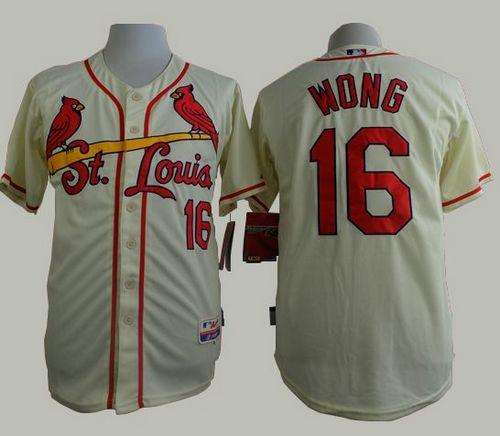 Cardinals #16 Kolten Wong Cream Cool Base Stitched MLB Jersey