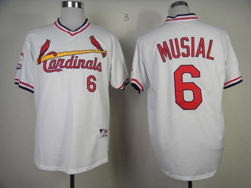 Cardinals #6 Stan Musial White 1982 Turn Back The Clock Stitched MLB Jersey