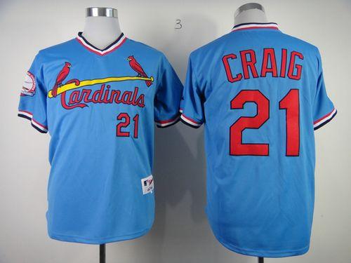 Cardinals #21 Allen Craig Blue 1982 Turn Back The Clock Stitched MLB Jersey