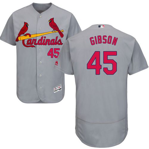 Cardinals #45 Bob Gibson Grey Flexbase Authentic Collection Stitched MLB Jersey