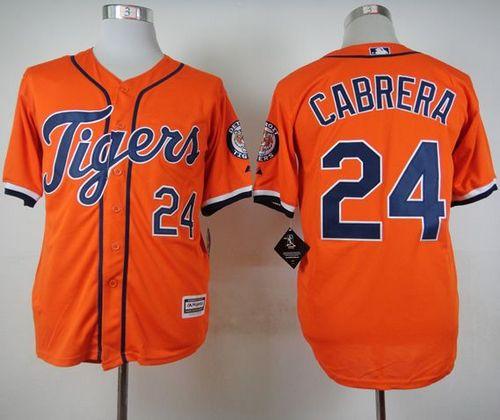 Tigers #24 Miguel Cabrera Orange Cool Base Stitched MLB Jersey