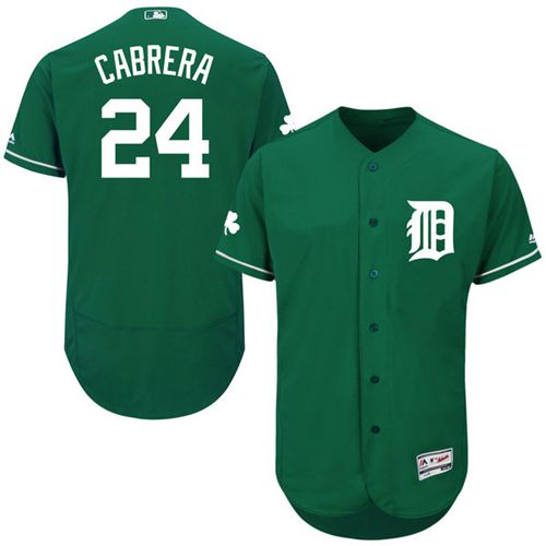 Tigers #24 Miguel Cabrera Green Celtic Flexbase Authentic Collection Stitched MLB Jersey