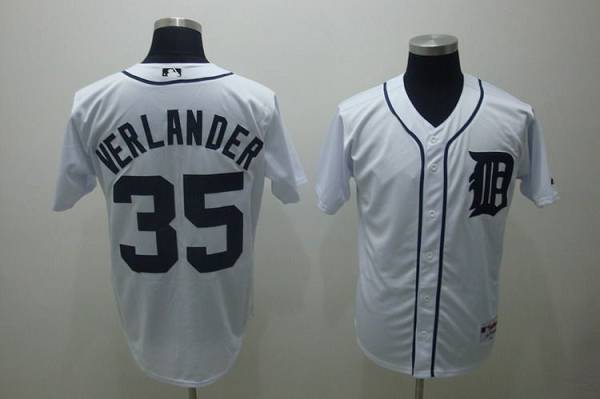 Tigers #35 Justin Verlander Stitched White MLB Jersey