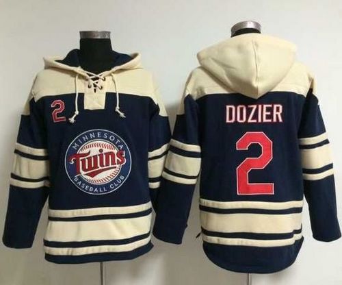 Twins #2 Brian Dozier Navy Blue Sawyer Hooded Sweatshirt MLB Hoodie