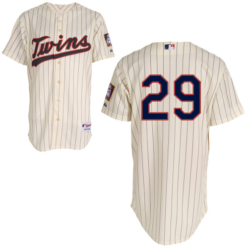 Mitchell and Ness Twins #29 Rod Carew Cream Black Strip Stitched MLB Jersey