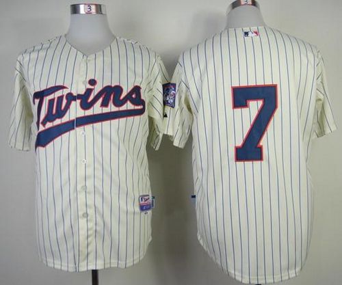 Twins #7 Joe Mauer Stitched Cream MLB Jersey