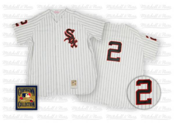 Mitchell and Ness White Sox #2 Nellie Fox Stitched White Throwback MLB Jersey