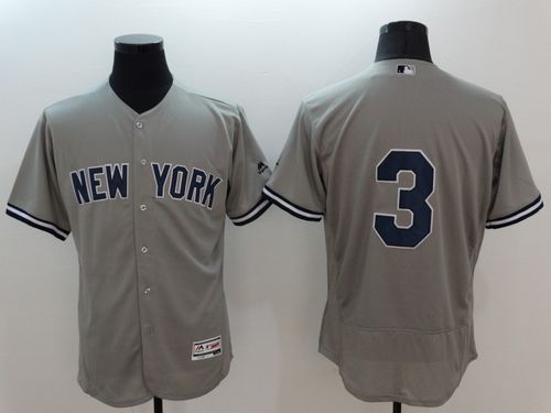 Yankees #3 Babe Ruth Grey Flexbase Authentic Collection Stitched MLB Jersey