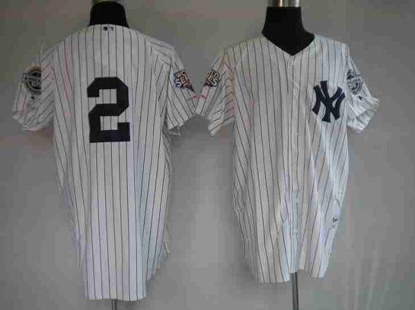 Yankees #2 Derek Jeter Stitched White MLB Jersey