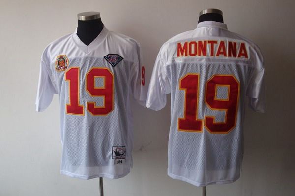 Mitchell & Ness Chiefs #19 Joe Montana White 75th Anniversary Stitched Throwback NFL Jersey