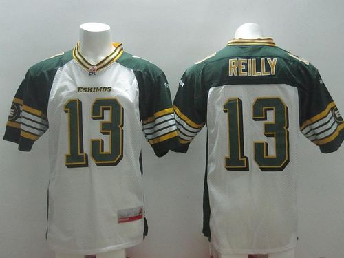 Eskimos #13 Mike Reilly White Stitched CFL Jersey