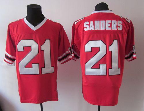 1992 Mitchell And Ness Falcons #21 Deion Sanders Red Throwback Stitched NFL Jersey