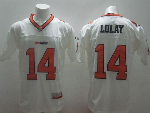 Lions #14 Travis Lulay White Stitched CFL Jersey
