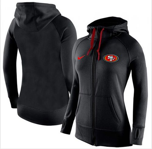 Women's  San Francisco 49ers Full Zip Performance Hoodie Black