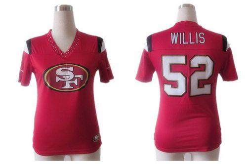  49ers #52 Patrick Willis Red Team Color Women's Team Diamond Stitched NFL Elite Jersey