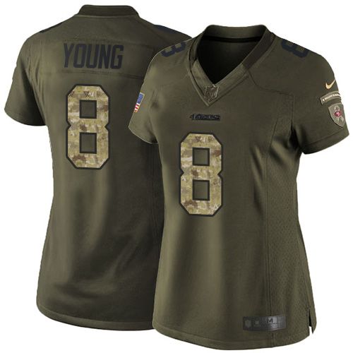  49ers #8 Steve Young Green Women's Stitched NFL Limited Salute to Service Jersey