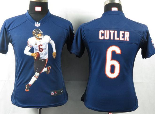  Bears #6 Jay Cutler Navy Blue Team Color Women's Portrait Fashion NFL Game Jersey