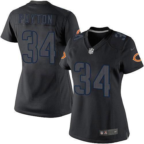  Bears #34 Walter Payton Black Impact Women's Stitched NFL Limited Jersey