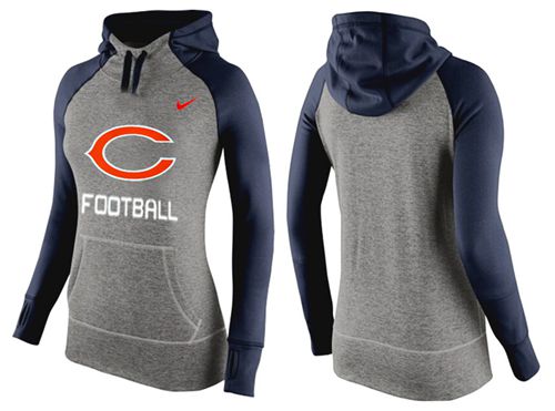 Women's  Chicago Bears Performance Hoodie Grey & Dark Blue