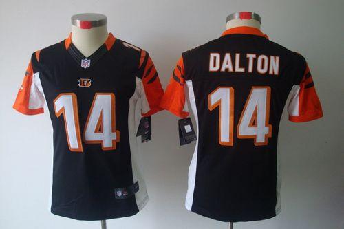  Bengals #14 Andy Dalton Black Team Color Women's Stitched NFL Limited Jersey