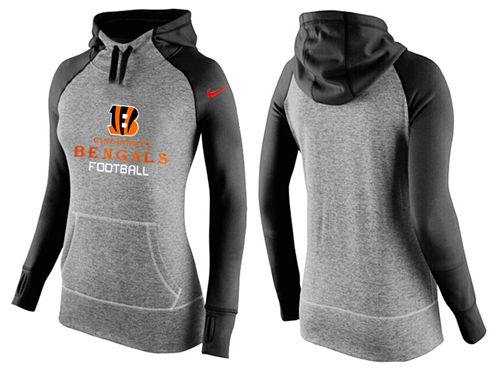 Women's  Cincinnati Bengals Performance Hoodie Grey & Black