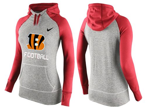 Women's  Cincinnati Bengals Performance Hoodie Grey & Red_1