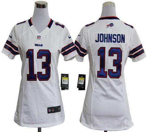  Bills #13 Steve Johnson White Women's Stitched NFL Elite Jersey