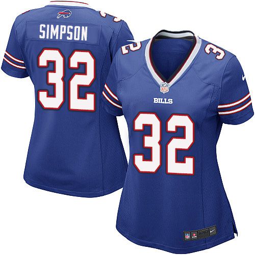  Bills #32 O. J. Simpson Royal Blue Team Color Women's Stitched NFL Elite Jersey