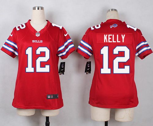  Bills #12 Jim Kelly Red Women's Stitched NFL Limited Rush Jersey